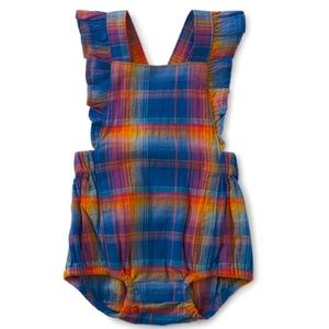 Tea Collection • Ruffle Baby Bubble Romper • Perth Plaid